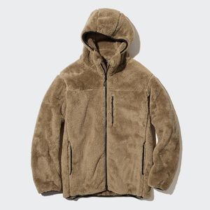 Uniqlo Windproof Fluffy Yarn Fleece Full-Zip Hoodie (Beige)